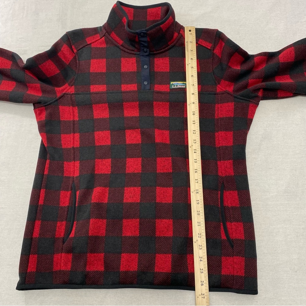 LL Bean Snap Fleece Sweater Women's Pullover Buffalo Plaid Size Large 500757 EUC - Picture 8 of 9